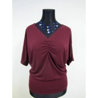 Bluzka Marika - maxi kimono z dekoltem i marszczeniem